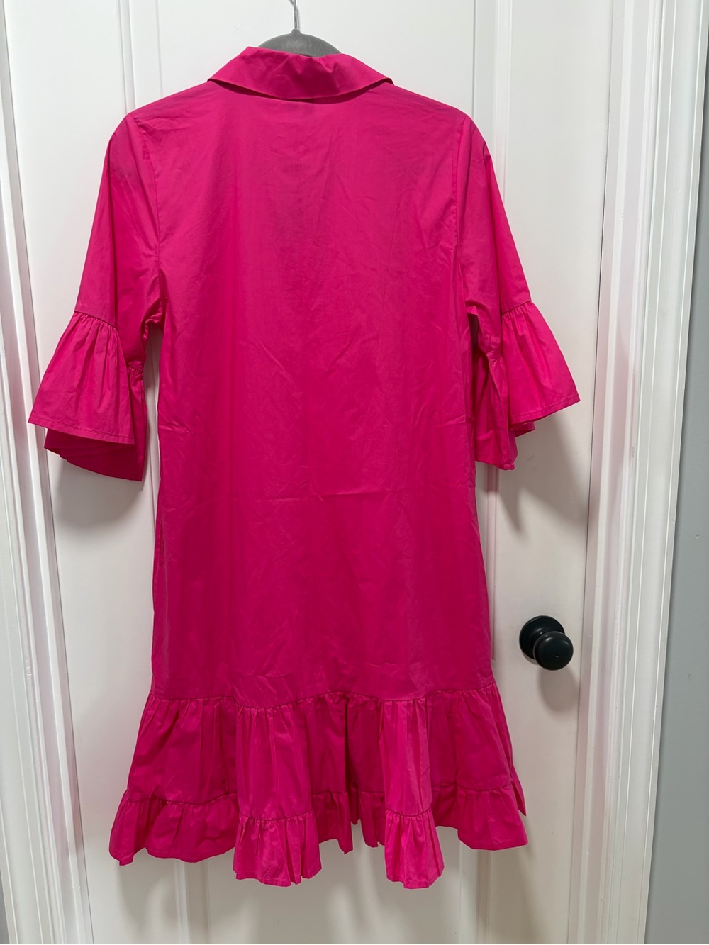 Shannon Passero‎ Mattie Dress NWT size XS Bright Pink Cotton Poplin Ruffle - Picture 9 of 10